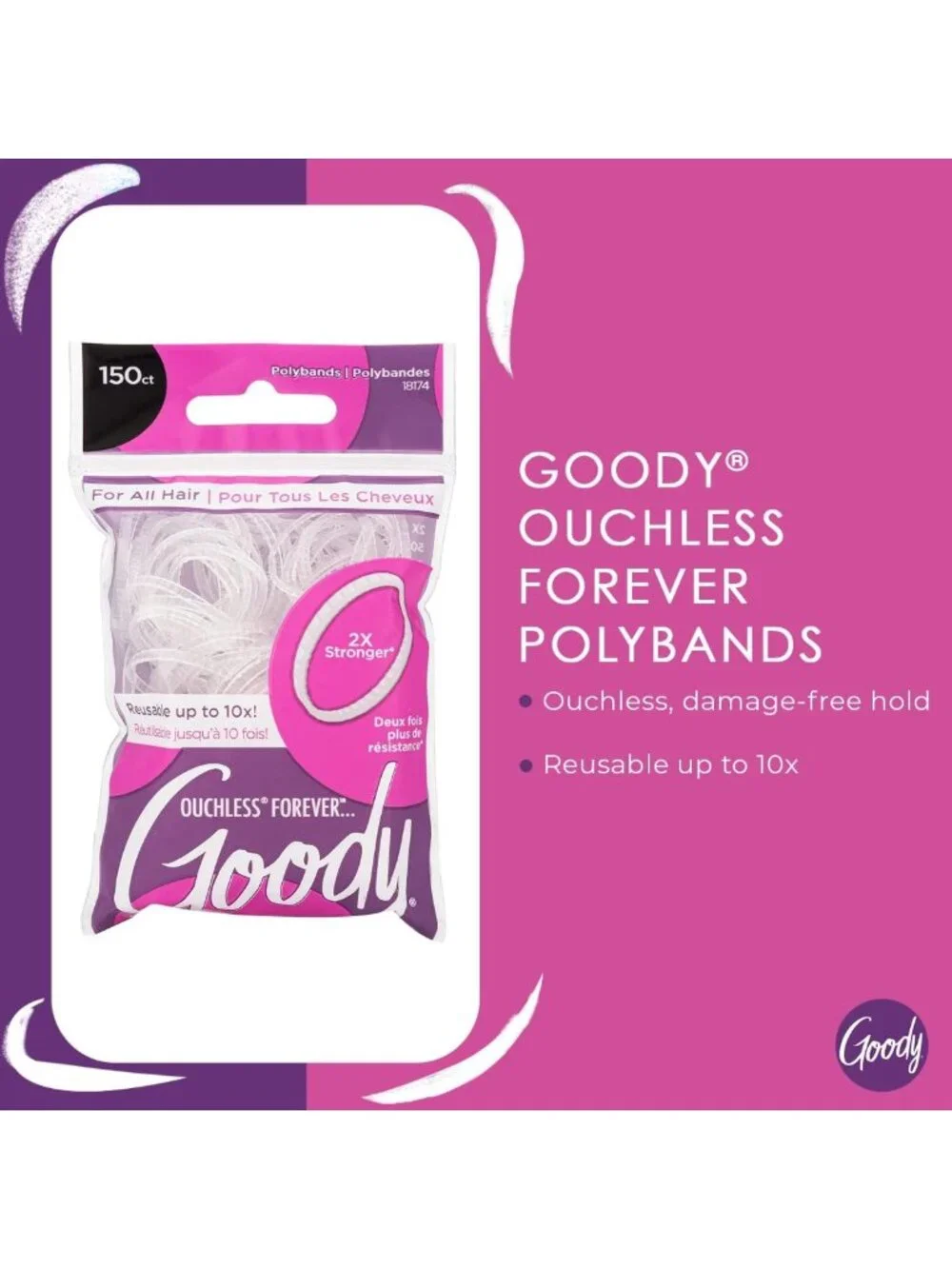 150 Clear Elastic Hair Ties - Ultra-Strong Hold, Easy Glide, All Hair Types
